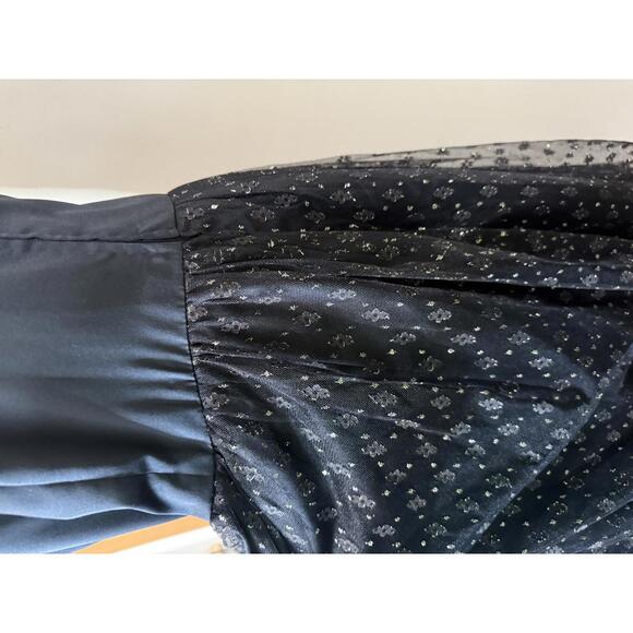 80s Trousers Up Vintage Elegant Black Dress  Gold Metallic Bow Shoulder Detail - Picture 6 of 11